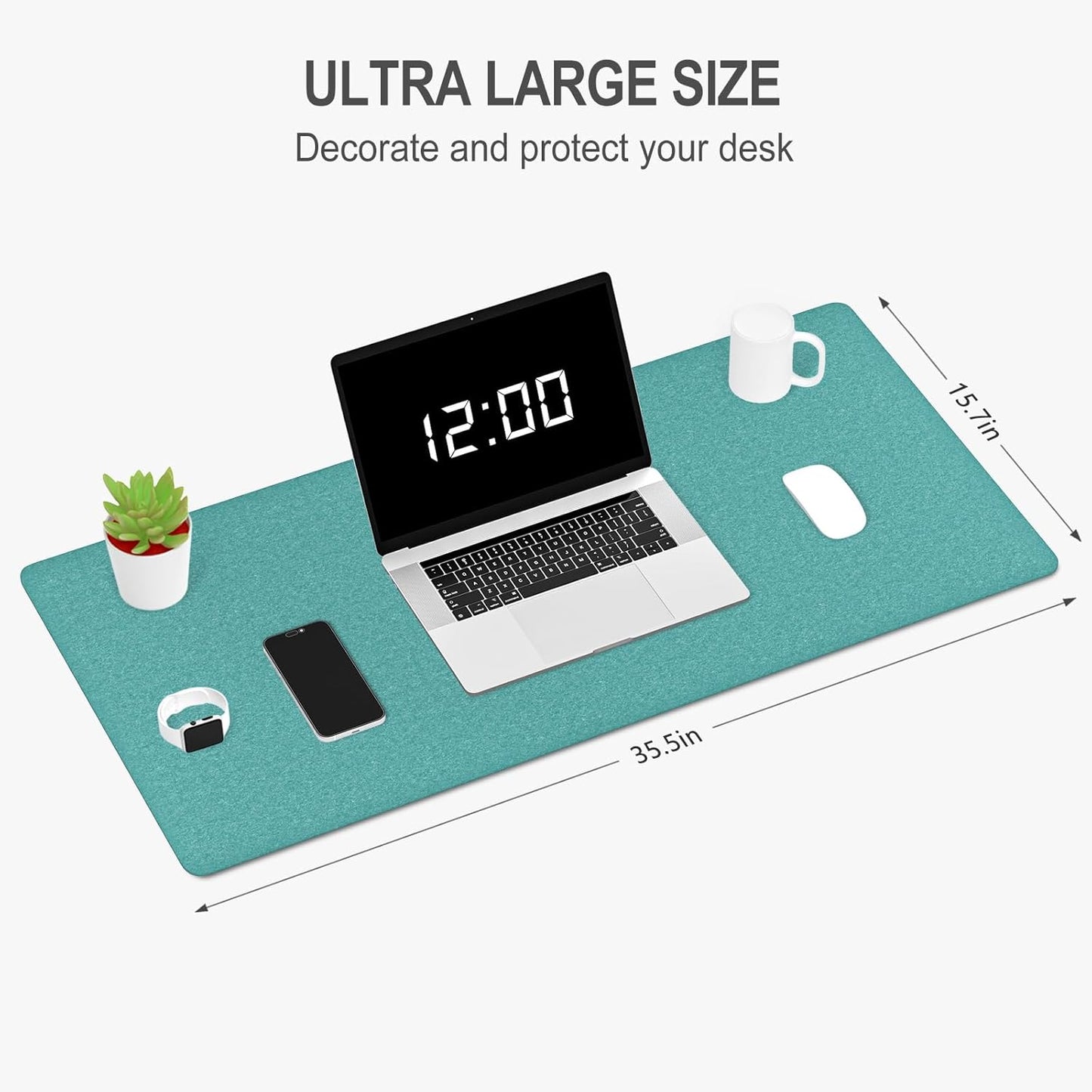 Auhoahsil Felt Desk Mat, Minimalist Large Mouse Pad XXL 35.5 x 15.7 in, Desk Matt for Desktop, Keyboard, Laptop, Computer, Office, Work from Home, Gaming, White