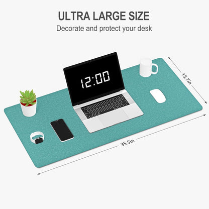 Auhoahsil Felt Desk Mat, Minimalist Large Mouse Pad XXL 35.5 x 15.7 in, Desk Matt for Desktop, Keyboard, Laptop, Computer, Office, Work from Home, Gaming, White