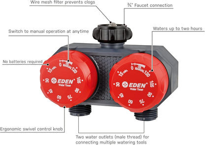 Eden Mechanical Watering Hose Timer for Lawn and Garden, 1-Zone Sprinkler Timer