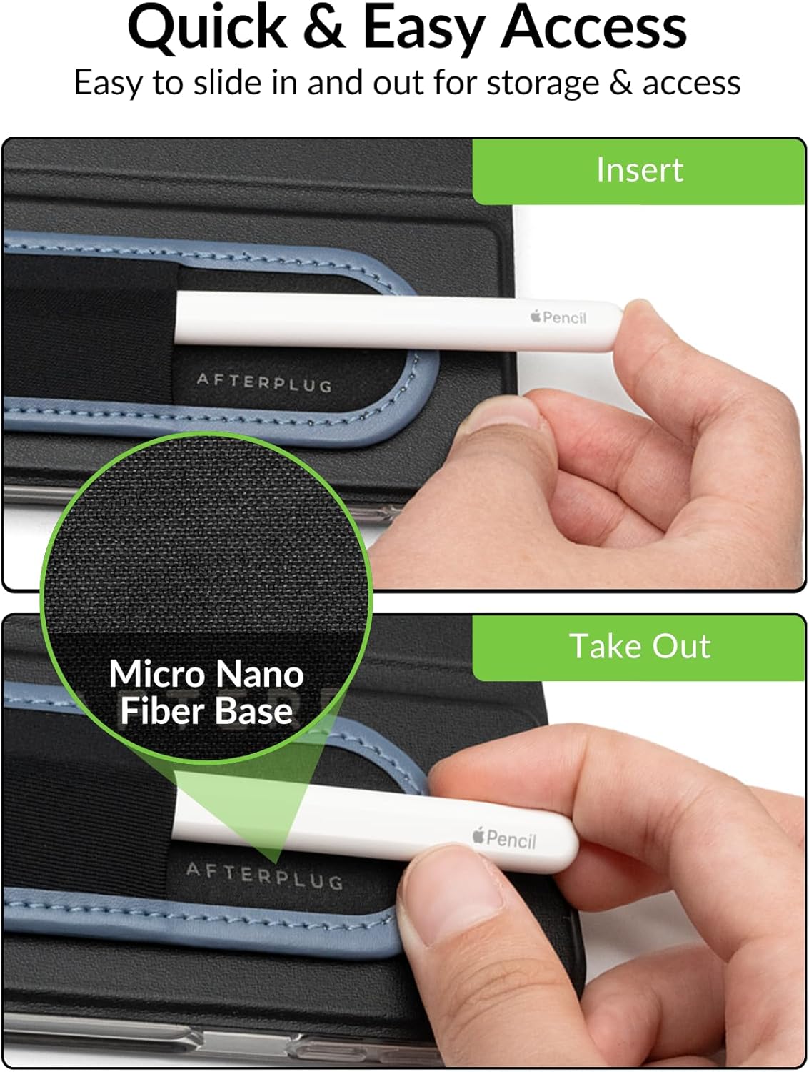 Stylus Holder for Apple Pencil 1st & 2nd, USB-C, Pro, and Slim Stylus – Rip-Resistant Elastic Sleeve, Microfiber Base, and 3M Adhesive for Attaching to iPad & Tablet Cases, Black