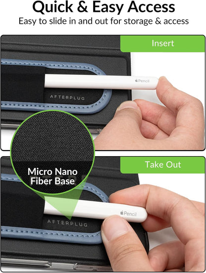 Stylus Holder for Apple Pencil 1st & 2nd, USB-C, Pro, and Slim Stylus – Rip-Resistant Elastic Sleeve, Microfiber Base, and 3M Adhesive for Attaching to iPad & Tablet Cases, Black