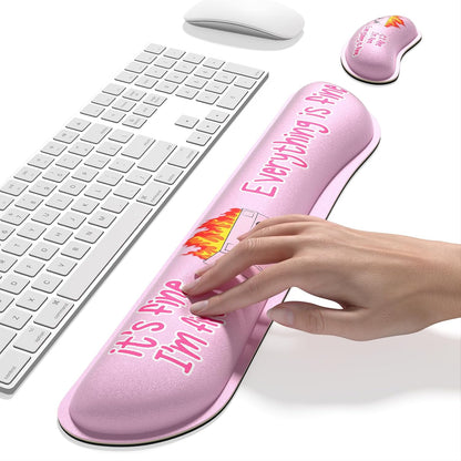 Dapesuom Enlarge Keyboard Wrist Rest, Memory Foam Wrist Cushion for Desk Mat Support, Cute Pain Relief Keyboard Mouse Pad Rests Set with Non-Slip Base for Gaming Laptop Office Computer, Elegant Flower
