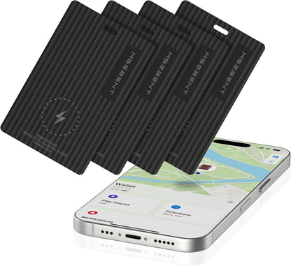 Wallet Tracker Card, Apple MFi Certified, Works with Apple Find My (iOS Only), Rechargeable Wireless Charging Slim Bluetooth Smart Tracking Card, Item Finder for Key, Passport, Luggage, Bag