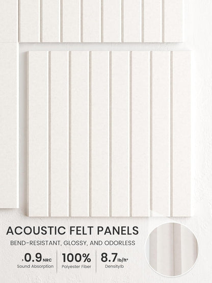 Bumusty Large Cork Board Alternative-48 x 36" Felt Bulletin Board Tiles, with 30 Pushpins, 70 Adhesive Tabs, Fine-Stripe 12-Pack, Cork Boards for Office Push Pin Board Felt Board-Oatmeal
