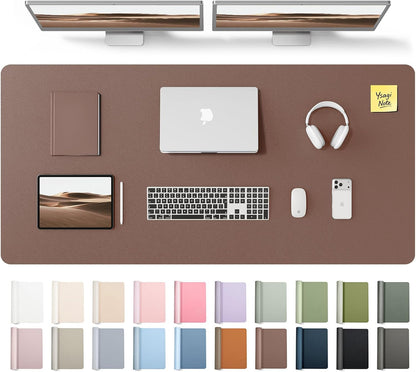 YSAGi Leather Desk Pad Protector, Office Desk Mat, Large Mouse Pad, Non-Slip PU Leather Desk Blotter, Waterproof Laptop Desk Writing Pad for Office and Home (23.6" x 13.8", Eggshell) - Colors A