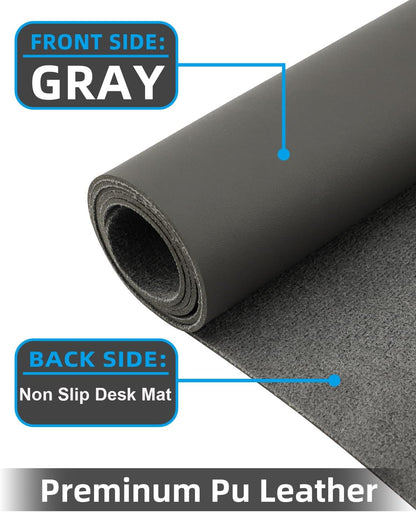 Leather Desk Pad Protector, Office Desk Mat, Large Mouse Pad, Non-Slip PU Leather Desk Blotter, Laptop Desk Pad Desk Accessories for Office and Home (Black, 40" x 17")