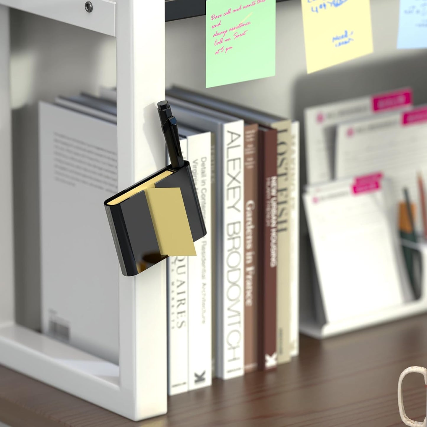 Sticky Note Dispenser, Magnetic Sticky Note Holder for Post It Notes, 3 x 3 Inch Sticky Note Pen Organizer for Office Home Classroom, Black
