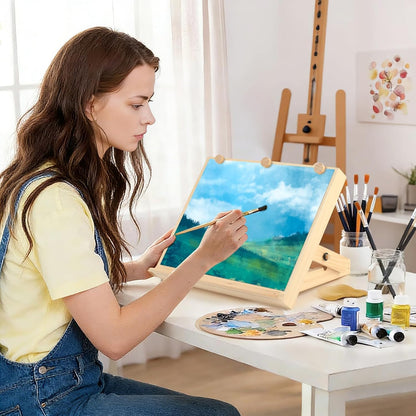 Kids Tabletop Art Easel with Paper Roll Dispenser | Adjustable Portable Desk & Table Top Painting Drawing Stand (13.8" x 11.4", Without Paper Roll)