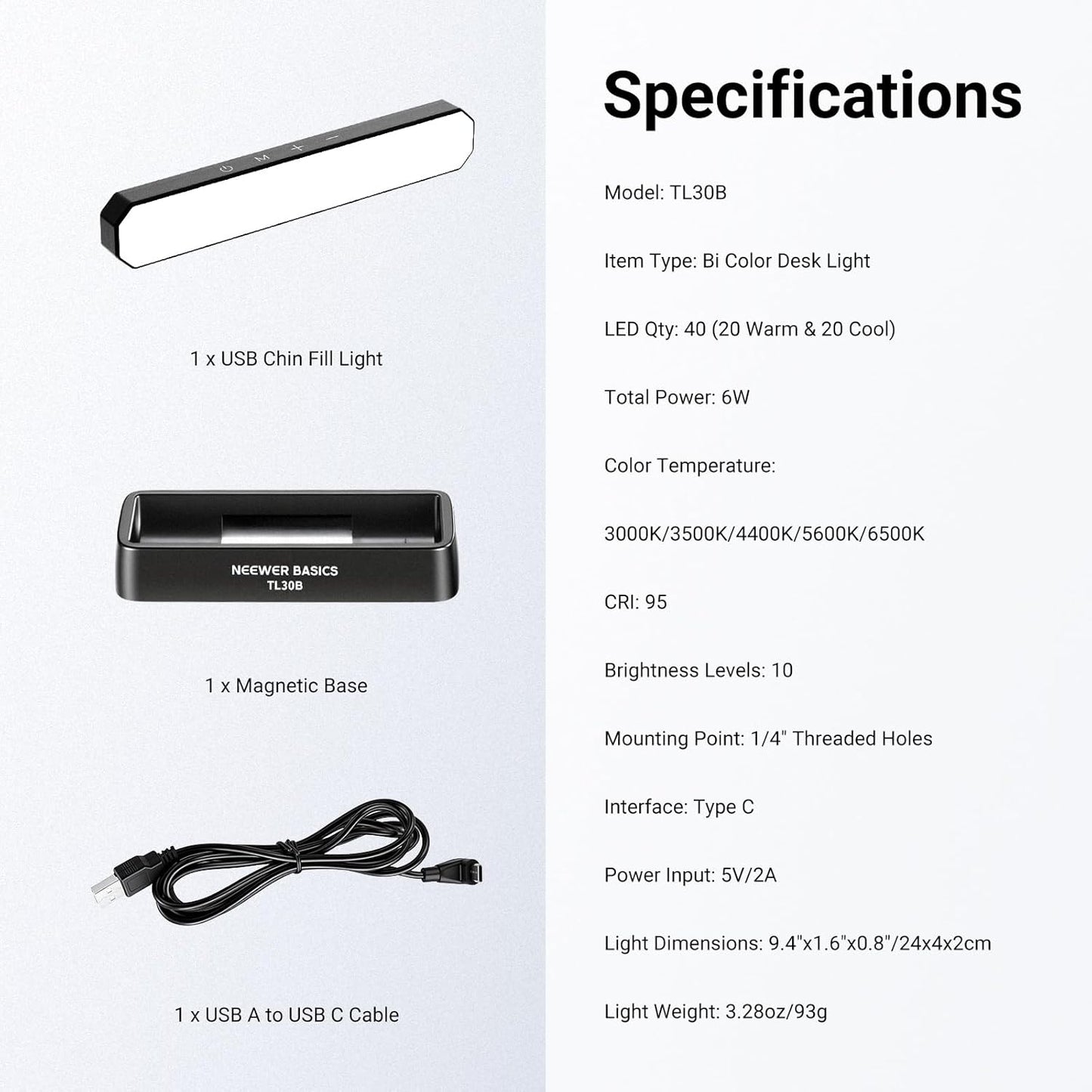 NEEWER Basics 12W Dual Monitor Light Bar with Stands, LED Lamp for Home Office Video Conference Lighting Desk Computer Laptop Webcam Zoom Streaming, Bi Color, Remote/Touch Control Dimmable, L10