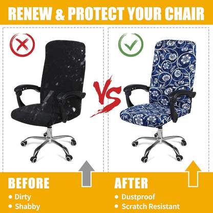 Smiry Stretch Printed Office Chair Armrest Covers, 2 Pcs Soft Fit Removable Washable Computer Desk Chair Arm Covers Protector, Black
