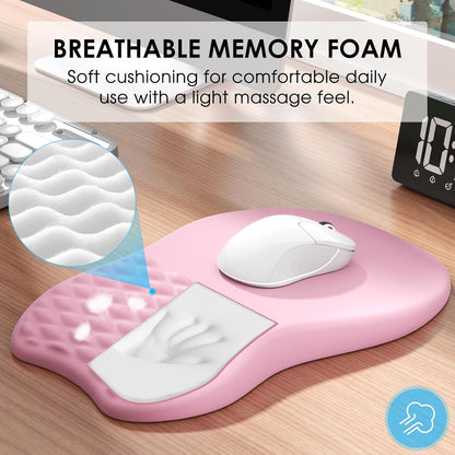 MROCO Ergonomic Mouse Pad with Wrist Support, Memory Foam Wrist Rest Mouse Pad, Non-Slip Base, Smooth Surface for Office & Home, Black