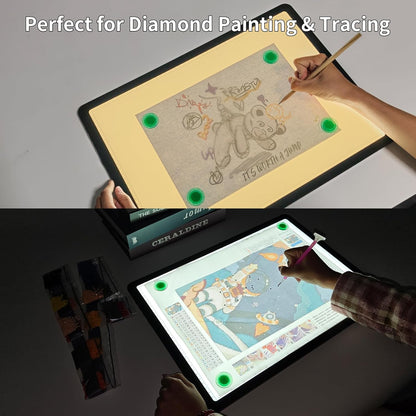 TOHETO Rechargeable A4 Light Board with Stand, Super Bright Magnetic Light Pad with Side Buttons, Wireless Light Box for Tracing and Drawing, Cordless LED Light Table for Diamond Painting, Sketching