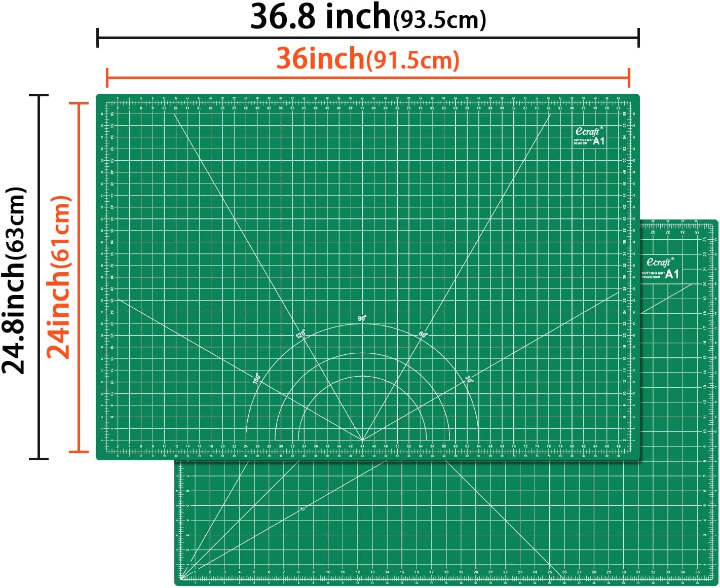 Ecraft Large Self Healing Cutting Mat: 24" x 36" Double Sided 5-Ply Hobby Mat, A1 Rotary Cutting Sewing Mat for Crafts, Fabric,Sewing,Quilting,Scrapbooking,Projects,Grey/Black