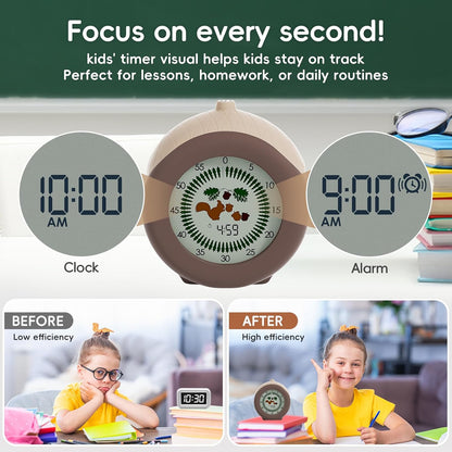 Tomato Visual Timer for Kids, 299 Minute Cute Pomodoro Countdown Timer, Kitchen Cooking Helper Timer with Pause Function, Clock and Alarm, Digital Timer for Classroom, Office and Meetings