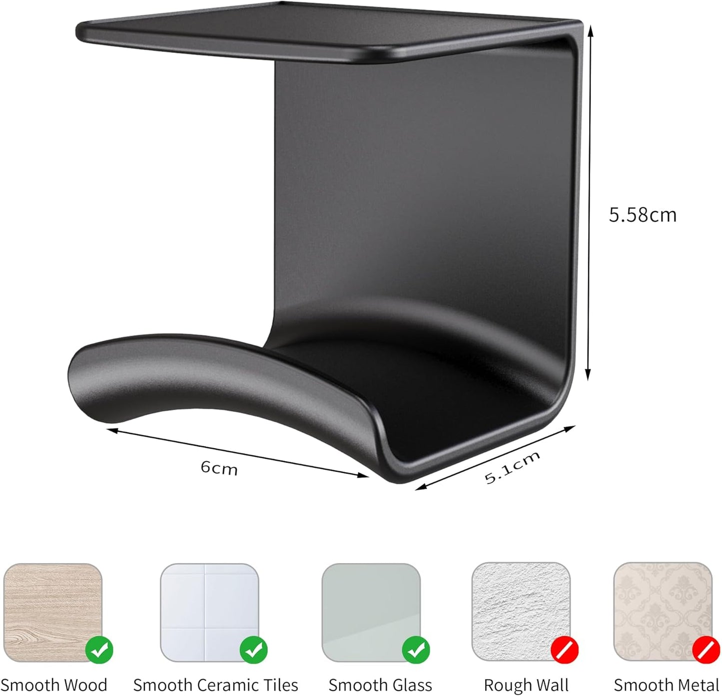 HomeMount Under Desk Headphone Hook - Adhesive Headphone Stand Hanger for Desk - White