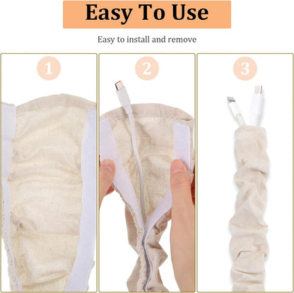 4 Pcs Fabric Cord Cover 6 Feet and 4 Feet Chain Cable Sleeve Chandelier Lighting Wire Cord Cover for Lamps Light Fixtures Lighting Wires Cable Management