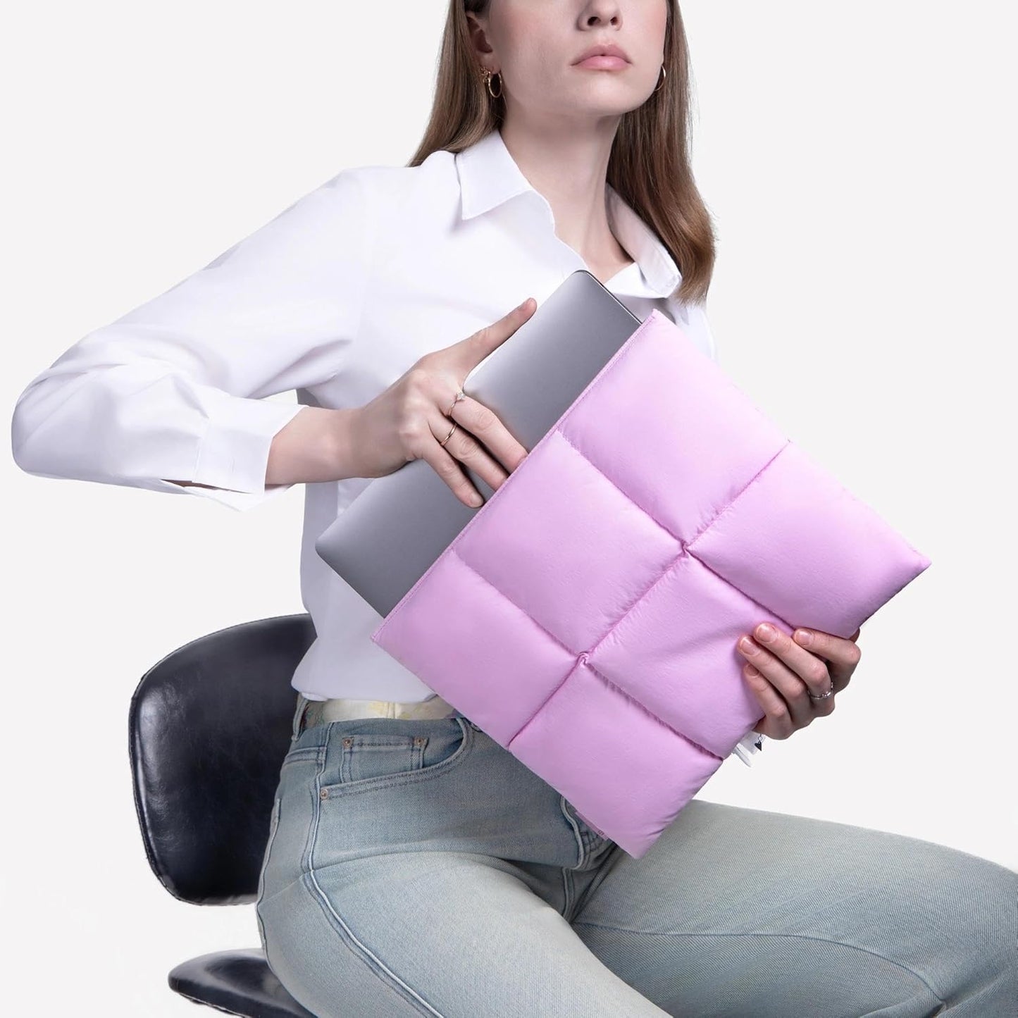Comfyable Puffy Laptop Sleeve 13 Inch 14 Inch, Quilted Puffer Laptop Carrying Case for Women, Pillow Case Compatible with MacBook Air/Pro M5 M4 M3 M2 Pro/Max 2026, 13" MacBook Neo A18, Rice | Puffy