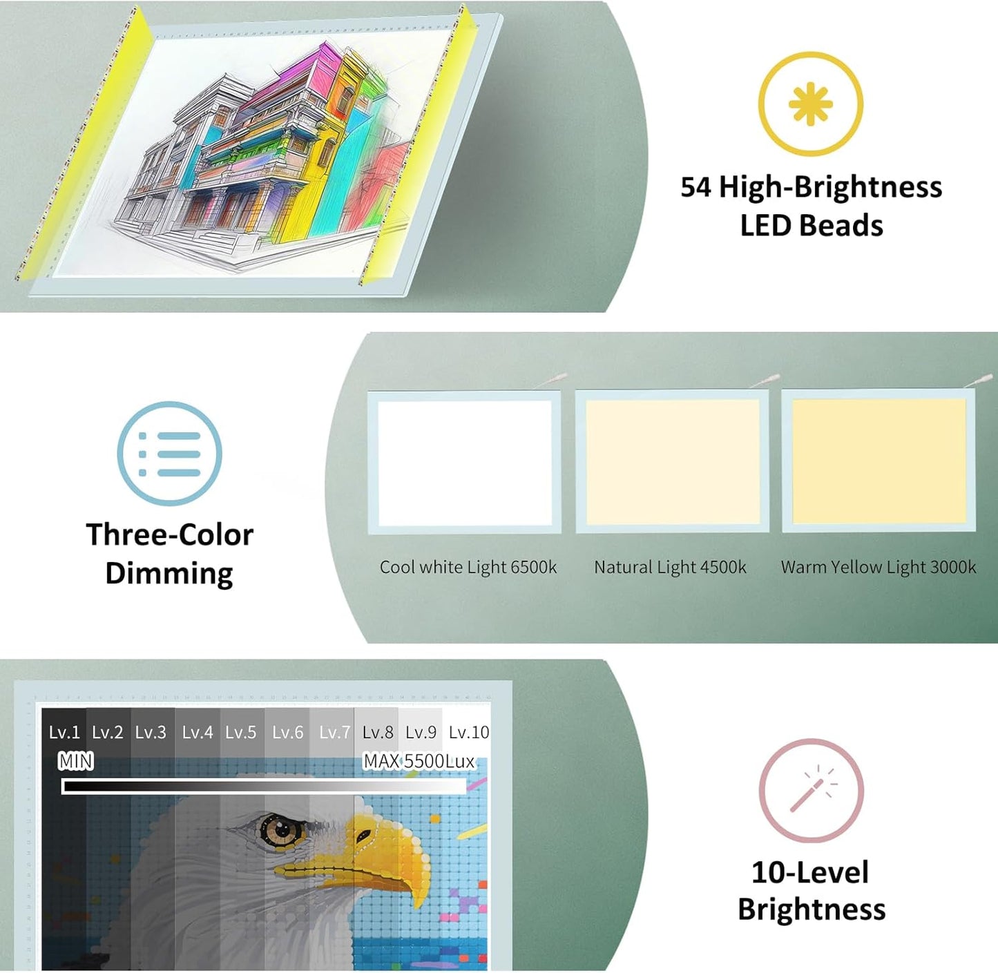 A4 LED Copy Board Light Tracing Box，Trace Light Pad for Tattoo Transferring, Drawing, Streaming, Sketching, Animation, Stenciling，USB LED Light Board for Diamond Painting