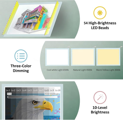 A4 LED Copy Board Light Tracing Box，Trace Light Pad for Tattoo Transferring, Drawing, Streaming, Sketching, Animation, Stenciling，USB LED Light Board for Diamond Painting