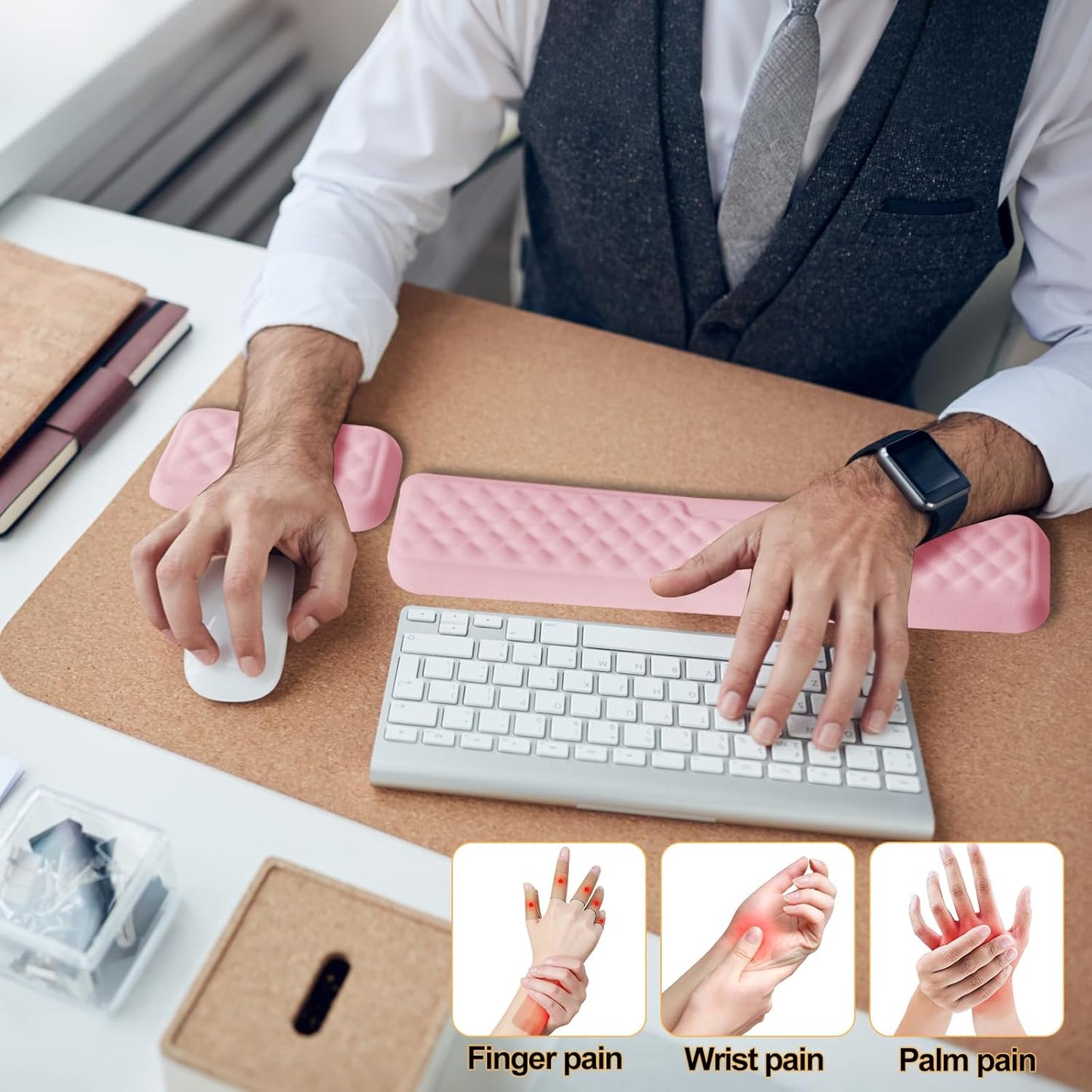 Keyboard Wrist Rest Mouse Wrist Support, Memory Foam Wrist Rest Pad for Computer Laptop, Ergonomic Wrist Cushion Support for Typing Pain Relief, Gaming Home Office, Purple