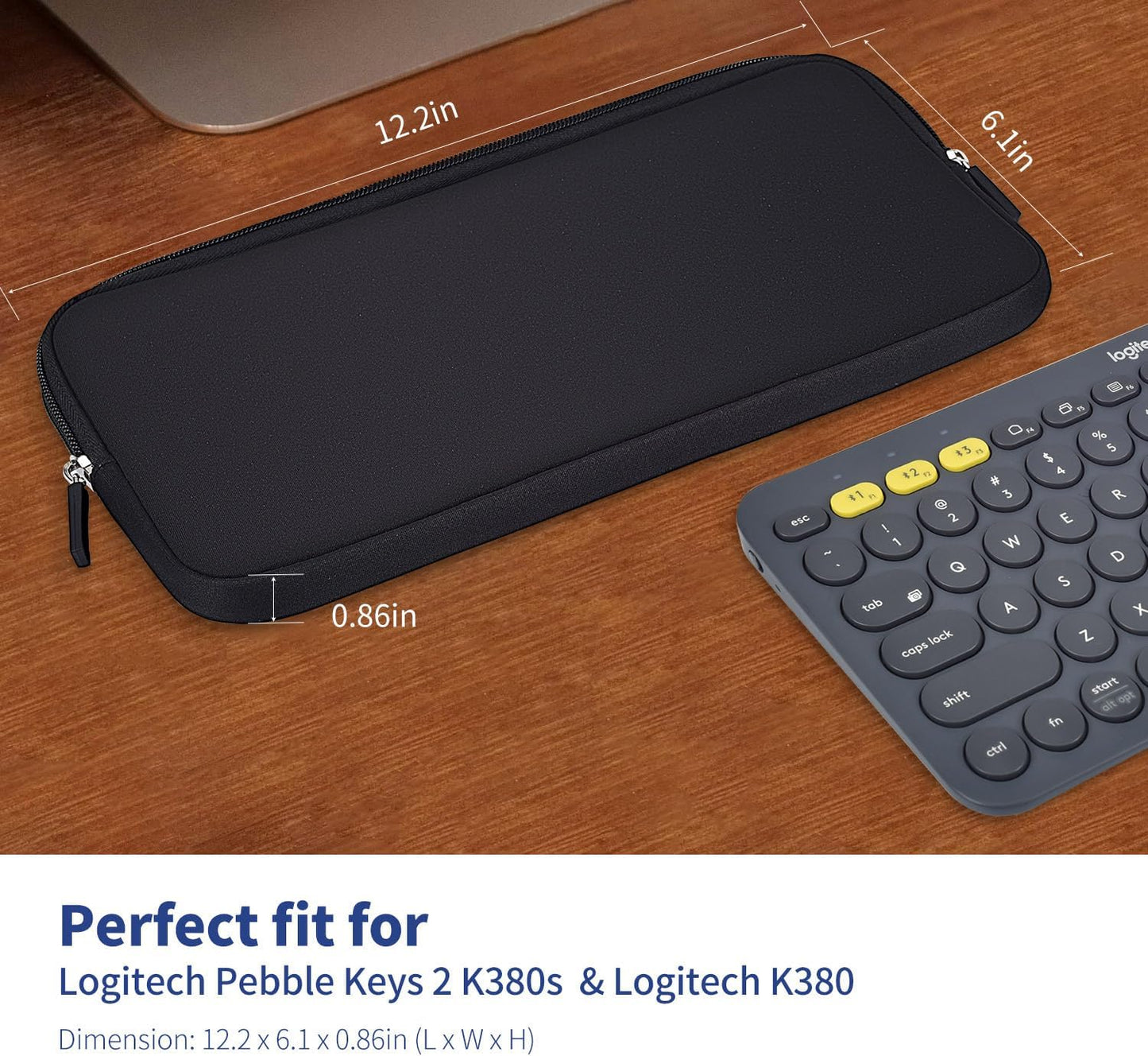 imComor Keyboard Sleeve Case for Logitech MX Keys Mini Minimalist Illuminated Keyboard, Wireless Travel Shockproof Protective Neoprene Bag, Black