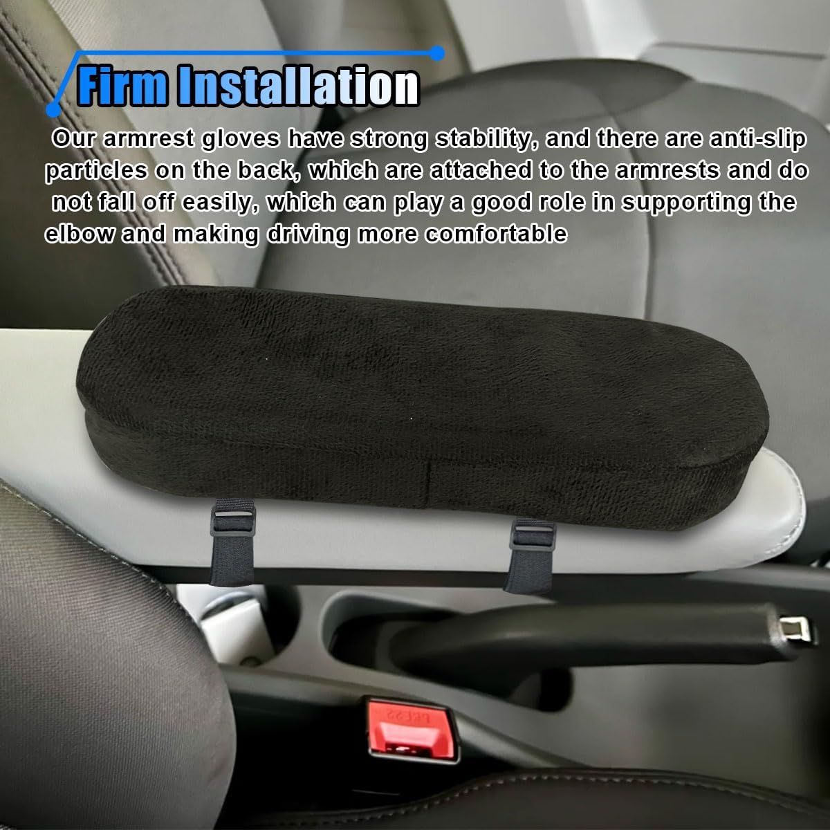 BDZMC 2PCS Car Seat Armrest Covers, Soft & Comfortable Office Chair Arm Pad, Anti-Scratch Car Armrest Cushion, Universal Car Armrest Pillow Protector Cover for Most Cars (Grey)