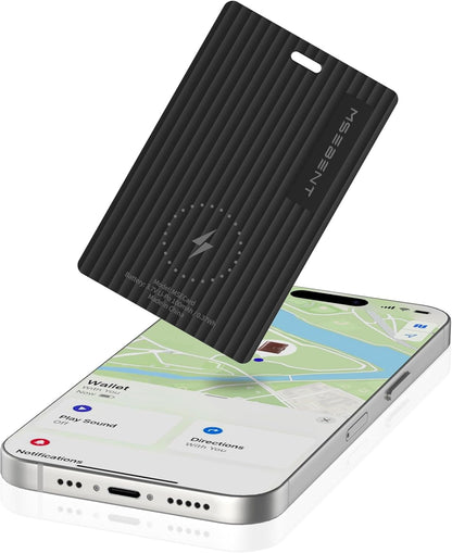 Wallet Tracker Card, Apple MFi Certified, Works with Apple Find My (iOS Only), Rechargeable Wireless Charging Slim Bluetooth Smart Tracking Card, Item Finder for Key, Passport, Luggage, Bag