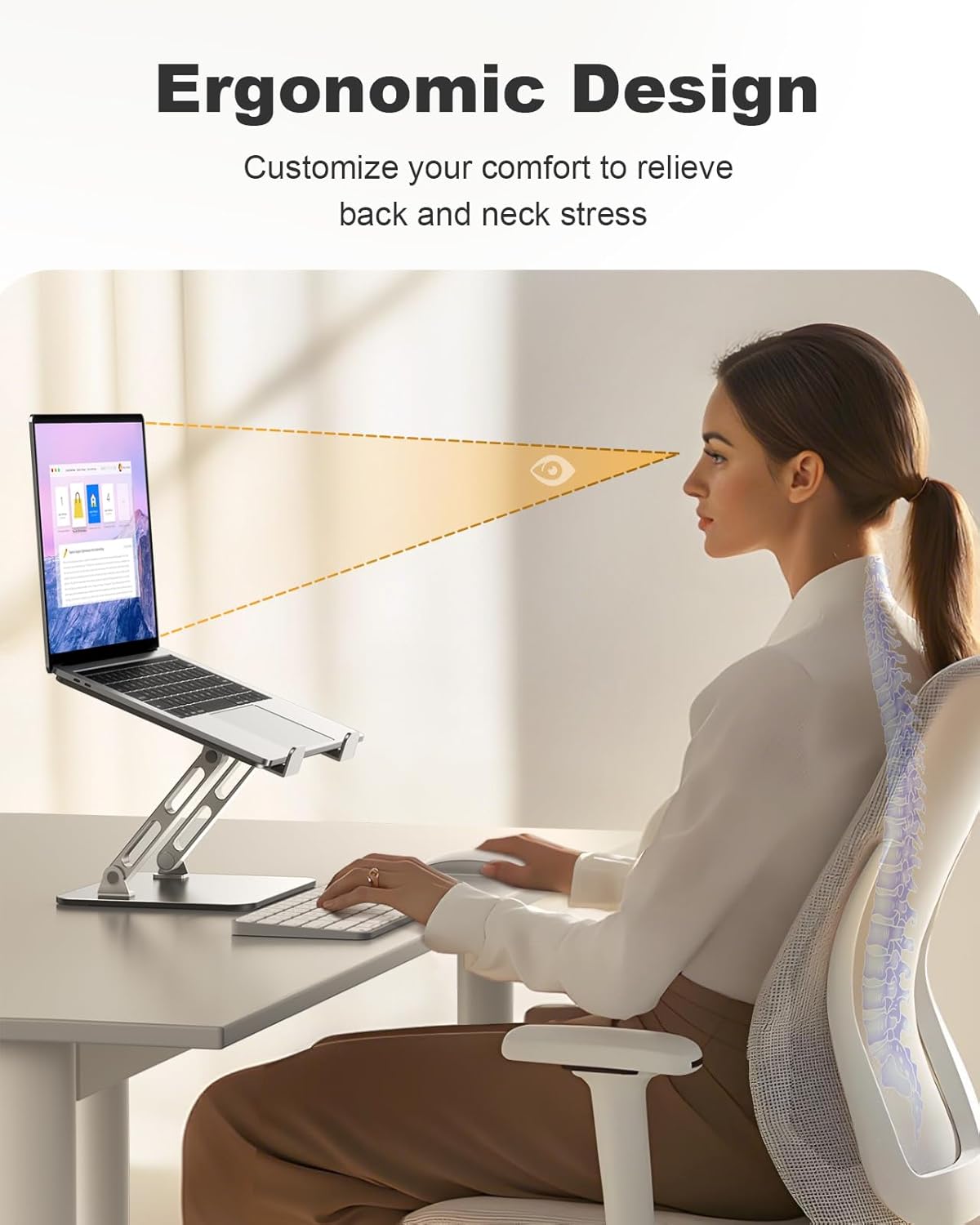 RIWUCT 360° Rotatable Laptop Stand for Desk Adjustable Height, Ergonomic Laptop Riser Holder with Dual-bar Support, Portable Computer Notebook Stand for MacBook Air Pro(10-16"), Gifts for Men/Dad