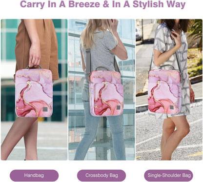 Dadanism 9-11 Inch Tablet Sleeve Bag Carrying Case with Shoulder Strap for iPad (A16) 11", iPad 10th Gen 10.9", iPad Air M4/Pro M5 11", iPad 9/8/7th 10.2", Galaxy Tab A11+ Plus 11", Cloudy Pink