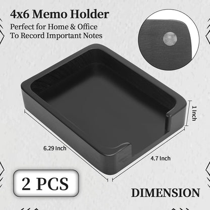 2 PCS 4x6 Memo Holder for Desk Paper Holder Black Wooden Memo Organizer for Desk Paper Tray Index Card Holder Fits 4 x 6 Index Card Cardstock Pads Note for Office School