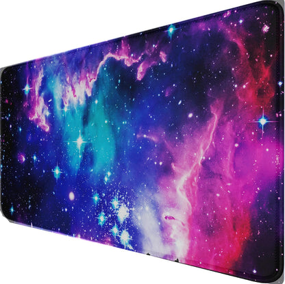 Large Extended Gaming Mouse Pad with Stitched Edges, (31.5X15.7In) Durable Non-Slip Natural Rubber Base, Waterproof Computer Keyboard Pad Mat for Esports Pros/Gamer/Desktop/Office/Home-Black
