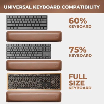GLENCREAG Ergonomic Keyboard Wrist Rest - PU Leather Cushioned Support for Typing & Gaming, Comfortable Contoured Design for Wrist Pain Relief, Tan