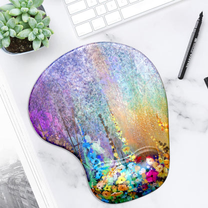 ITNRSIIET Ergonomic Mouse Pad with Gel Wrist Support Wrist Rest Smooth Surface Non-Slip PU Base Comfortable Office Supplies Pain Relief, 9.5 x 8 inches, Beach