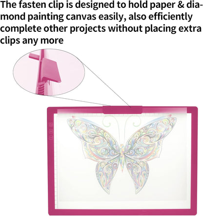 A4 Wireless LED Light Pad with Carry Bag, Innovative Stand and Top Clip, TOHETO Rechargeable Light Box Stepless Dimmable and 6 Levels Brightness Cordless Light Board for Tracing Weeding Vinyl (Black)