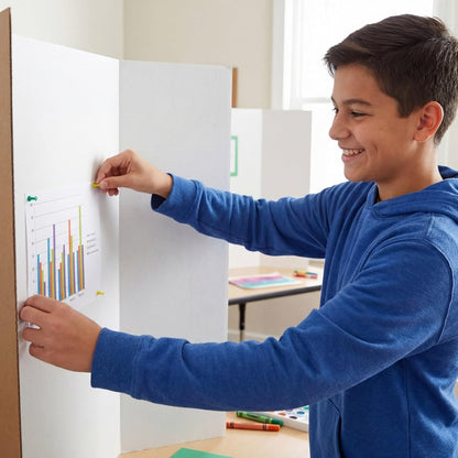 Trifold Poster Board, 24" x 16", 6-Pack, White Corrugated Project Boards for Science Fairs, School Projects, Event Displays, Business Presentations, Easy to Fold & Reusable