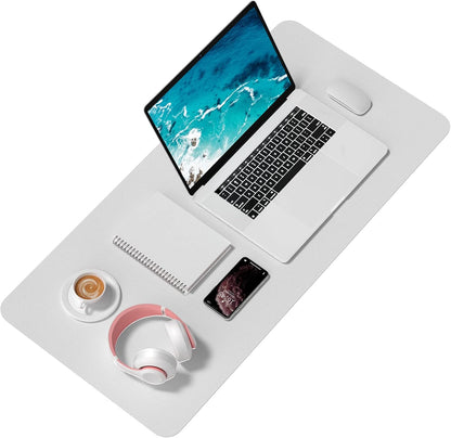 Hsurbtra Desk Pad, 23.6" x 13.8" PU Leather Desk Mat, M Extended Mouse Pad, Waterproof Desktop Blotter Protector, Non-Slip Ultra Thin Small Laptop Keyboard Writing Mat for Office Home, Pink