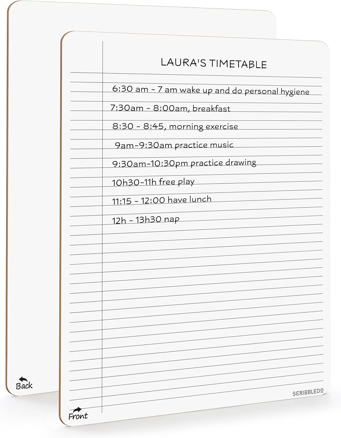 Scribbledo Dry Erase Notebook College Ruled Lined Board 9"x12" Reusable Lined Erasable Ruled Writing Note Pad Lapboard, Blank Whiteboard on Reverse