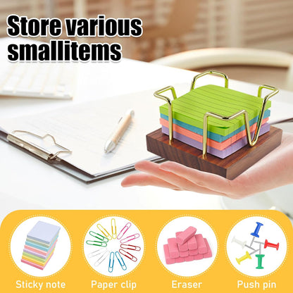 Buqoo 4x6 Notepad Holder Dispenser, Walnut Wood Sticky Notes Memo Pad Holder Dispenser Desk Supplies Organizer Accessories for Office Home Schools