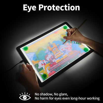 TSOCOS 11000Lux A4 Diamond Art Light Board with Carry Bag, High-Brightness Light Pad with Side Physical Buttons & 6 Levels of Brightness, 3 Colors Light Box for Tracing, Diamond Painting