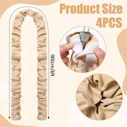 Hahafelt 4 Pcs 6 ft Fabric Cord Cover Decorative Cord Cover Burlap Cable Chain Sleeve for Chandelier Lamps Lighting Wires Cable Management
