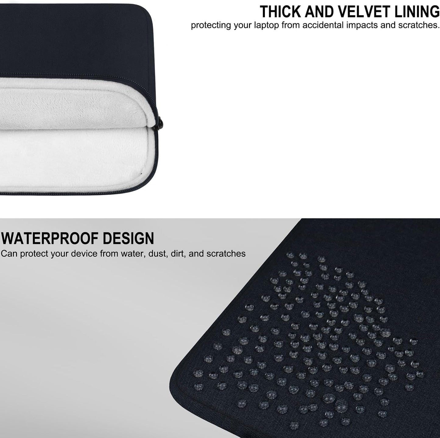 Laptop Sleeve 15.6 Inch, Shockproof Protective Traveling Computer Case, Water Resistant Portable Laptop Carrying Bag Compatible for Lenovo, HP, Dell, Asus,MacBook, Notebook, Black