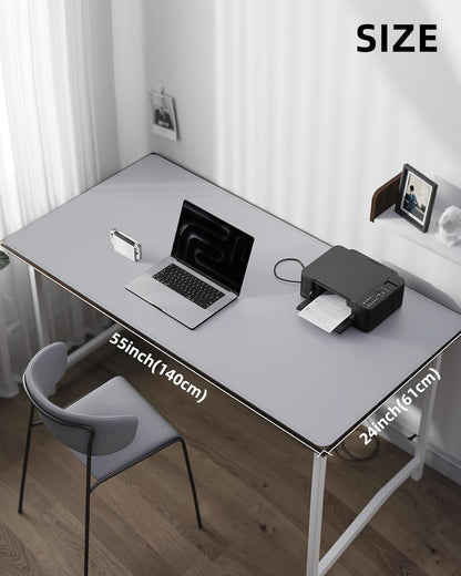 AFIING Desk Pad Protector 23.6" x 13.7" - Non-Slip Waterproof PU Leather Desk Mat for Mouse, Keyboard, Laptop, Office and Home Workspace (Beige)