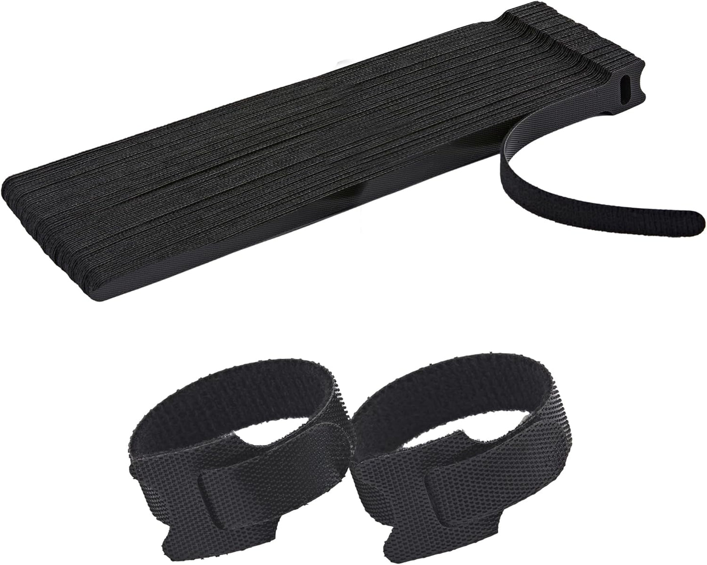 12 Inch Black Cable Ties 50 PCS Reusable Fastening Cable Straps Adjustable Hook & Loop Organizer Straps Cords Management for Home, Office and Data Centers