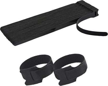 12 Inch Black Cable Ties 50 PCS Reusable Fastening Cable Straps Adjustable Hook & Loop Organizer Straps Cords Management for Home, Office and Data Centers