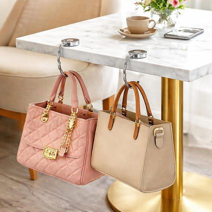 Portable Purse Hook for Table, Foldable Purse Hanger for Table Edge with Non-Slip Rubber Base, Magnetic Closure, 3-Pack Handbag Hook Set, Family Tree Designs for Restaurant Office Travel
