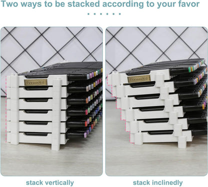 Universal 6 Layers Tray Universal Marker Storage Rack, Penholder Display for 90 Pens SN01 Pencil Organizer Holder for Desk (Clear-6 layers)