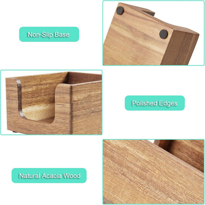 Bivvclaz Wood Sticky Note Holder, 3 x 3 Inch Post It Note Dispenser for Office Desk Accessories, Self Stick Note Pad Holder, Memo Pad Holder Dispenser Organizer for School Office Desk Supplies, Black