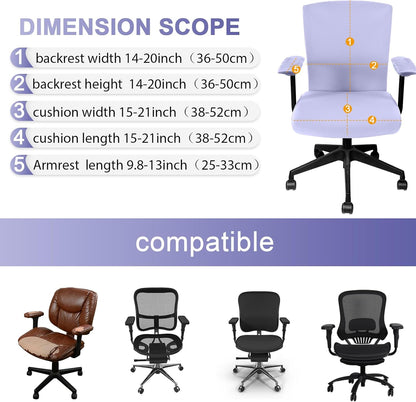 Tallew 4 Pcs Office Chair Covers Set Computer Universal Protective Stretchable Chair Seat Covers Desk Armrest Cover Pads Office Cushion Backrest for Rotating(Regular,Black)