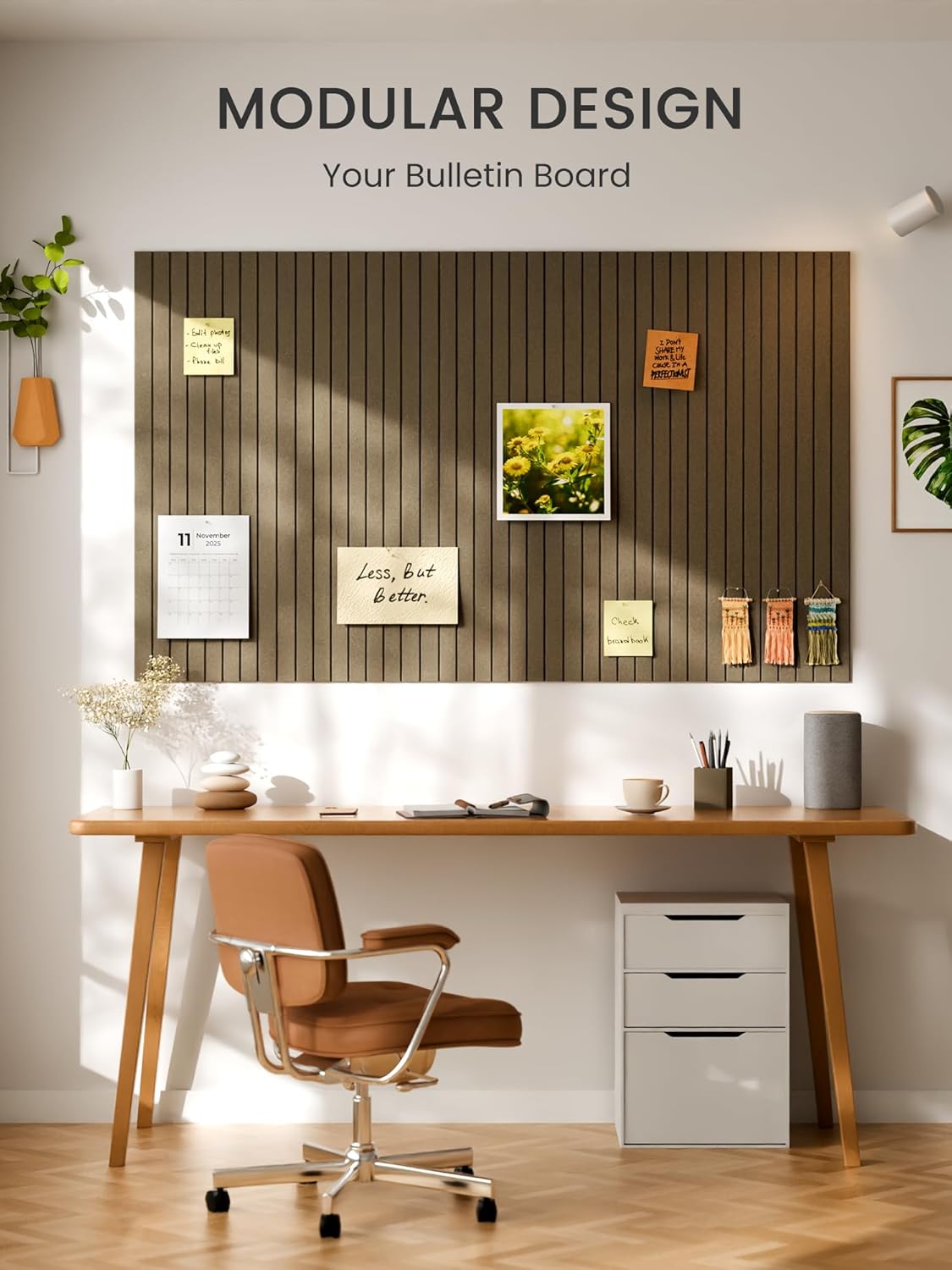 Bumusty Large Cork Board Alternative-48 x 36" Felt Bulletin Board Tiles, with 30 Pushpins, 70 Adhesive Tabs, Fine-Stripe 12-Pack, Cork Boards for Office Push Pin Board Felt Board-Oatmeal