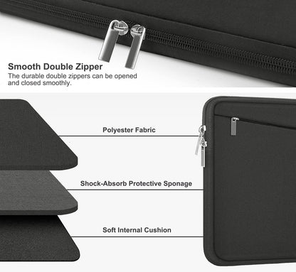 Laptop Sleeve 15.6 inch, Durable Computer Carrying Bag Protective Case Briefcase Handbag with Front Pocket, Slim Laptop Cover for 15-16 Inch HP, Dell, Lenovo, Asus, Notebook, Black